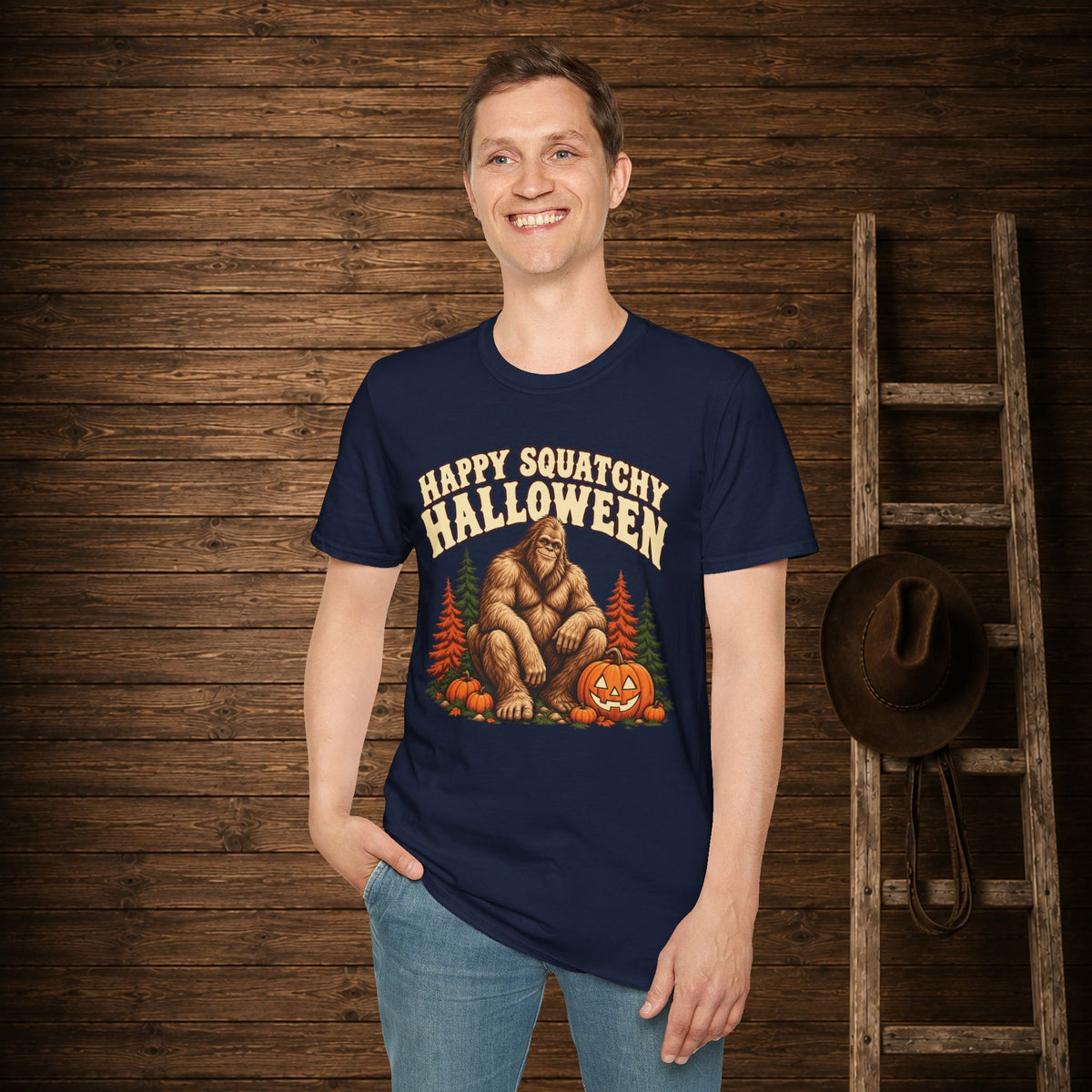 Squatchy Halloween   Adult Size T-Shirt