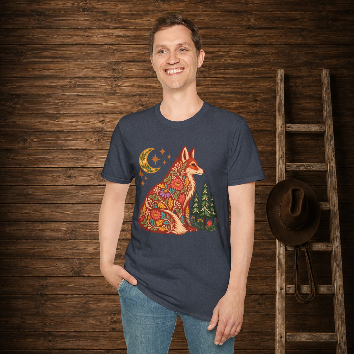 Fall Bloom Fox  Adult Size T-Shirt