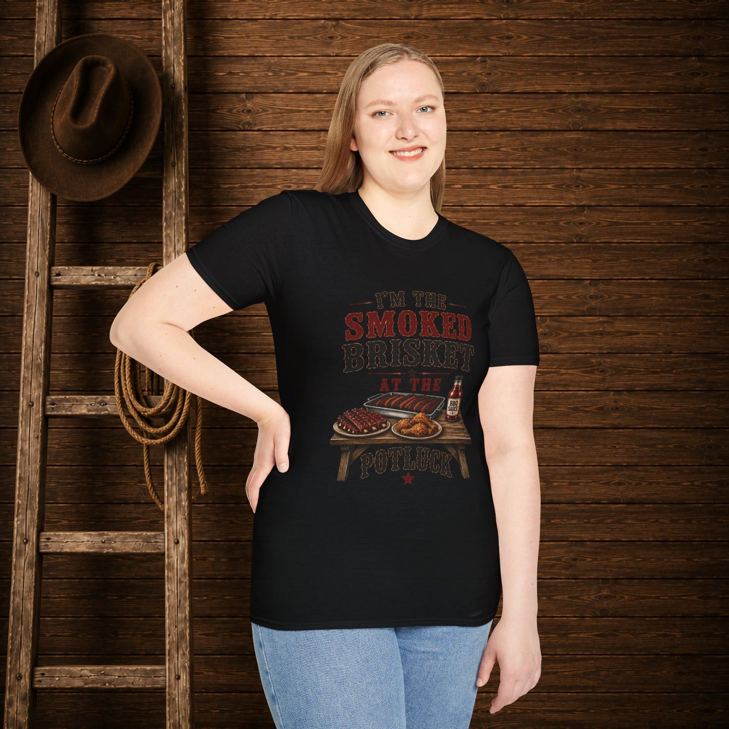 Smoked Brisket Potluck  Adult T-Shirt