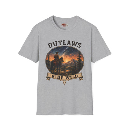 Outlaws Ride Wild   Adult Size T-Shirt