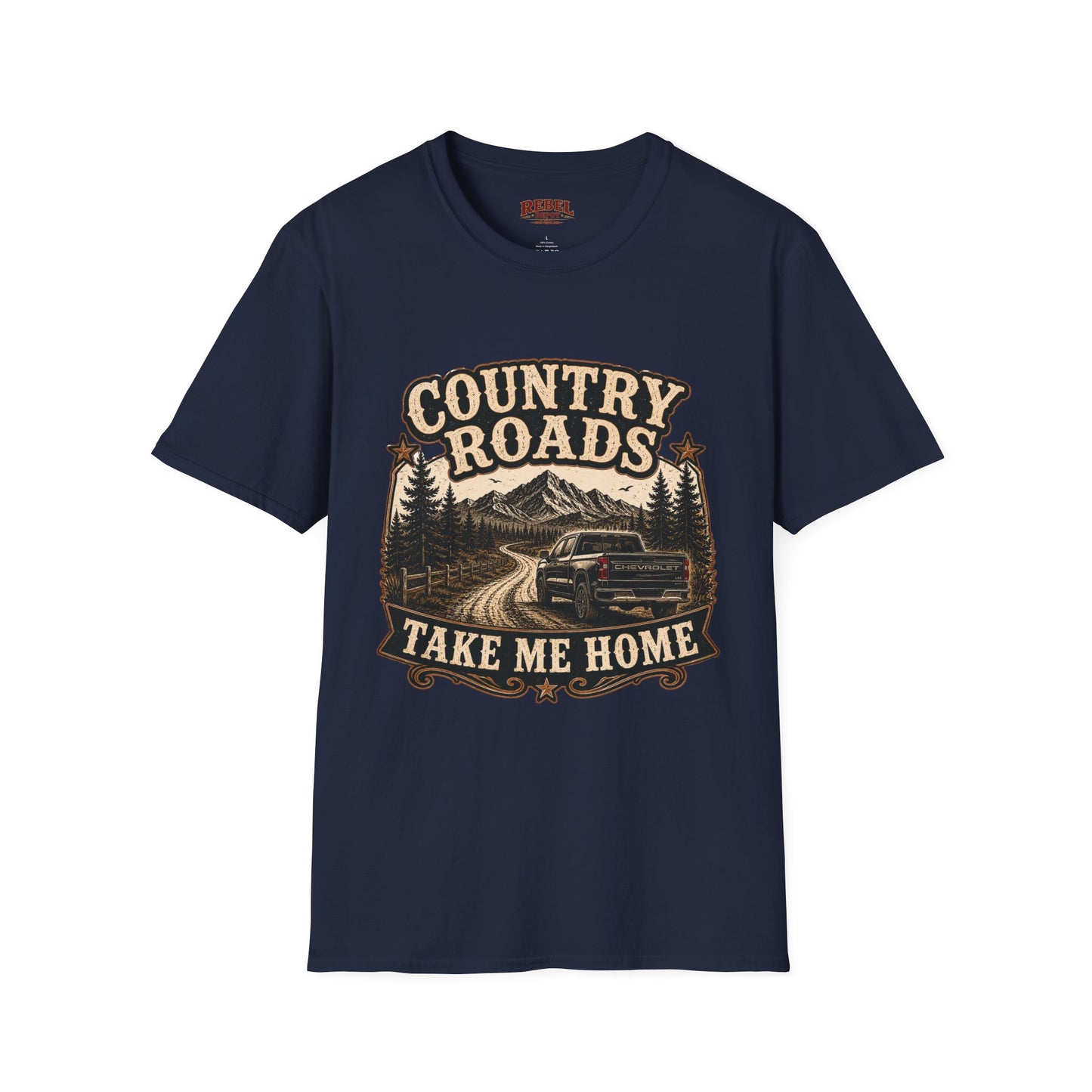 Country Roads Chevy   Adult Size T-Shirt