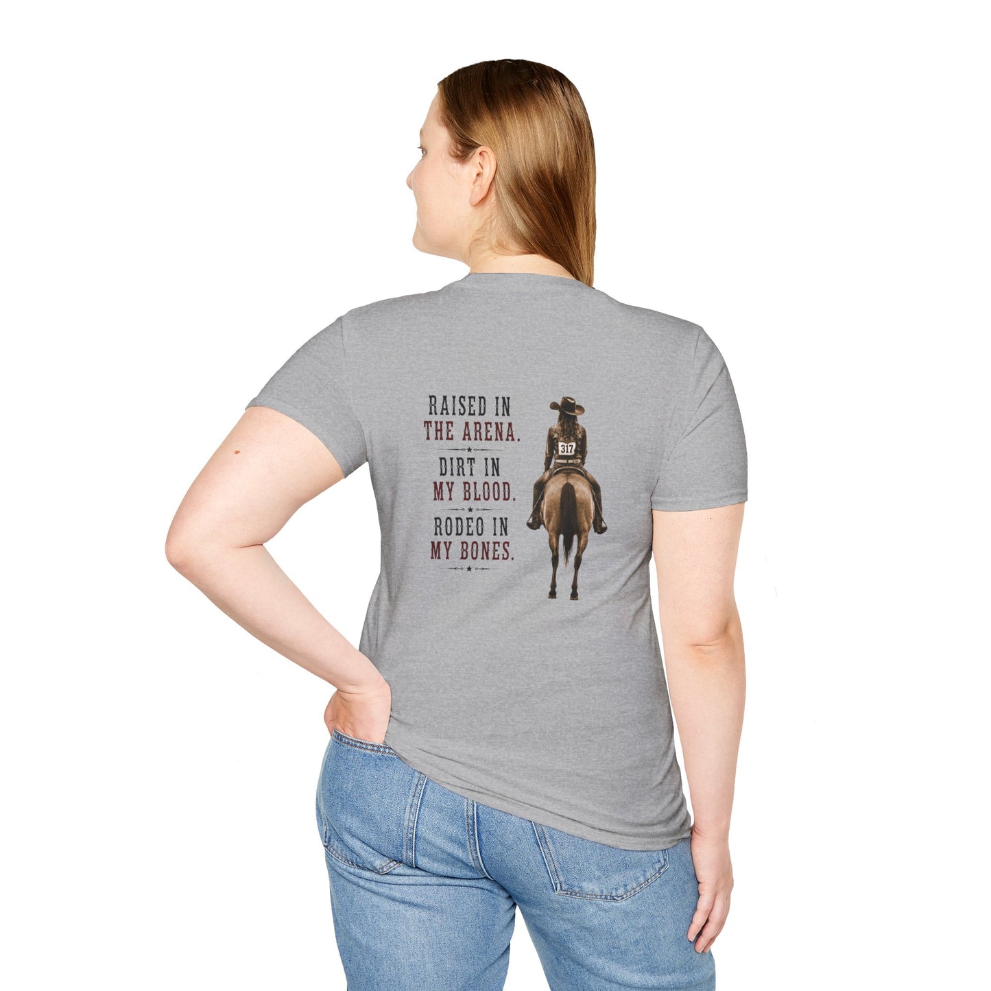 Raised Dirt Rodeo Cowgirl (Back) T-Shirt