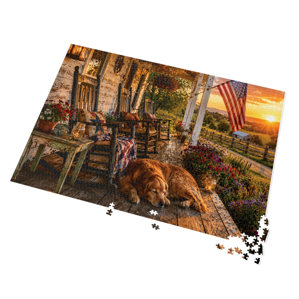 Country Porch  Jigsaw Puzzle with Tin