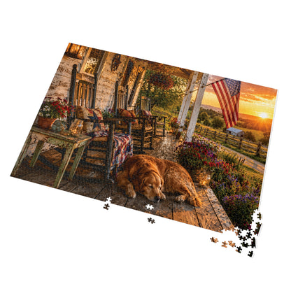 Country Porch  Jigsaw Puzzle with Tin