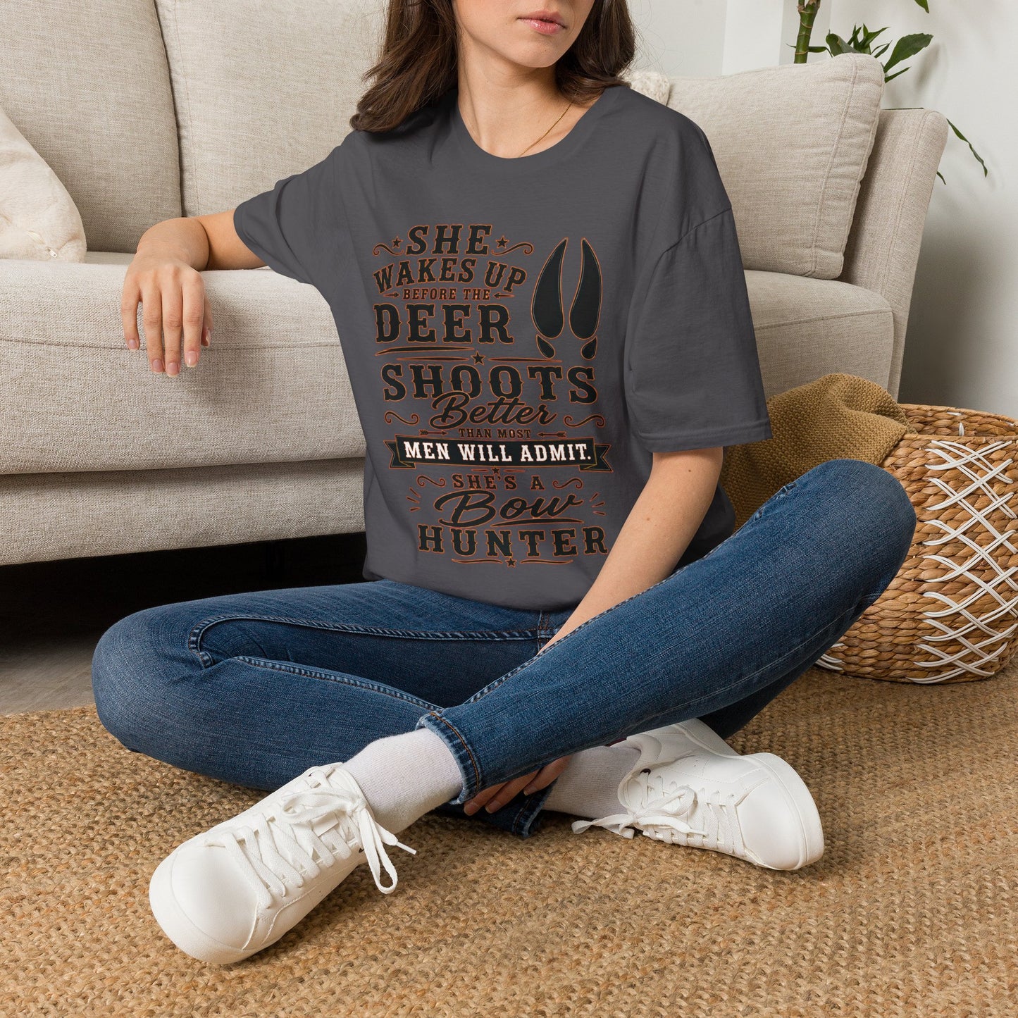 She's A Bow Hunter  Adult Size T-Shirt