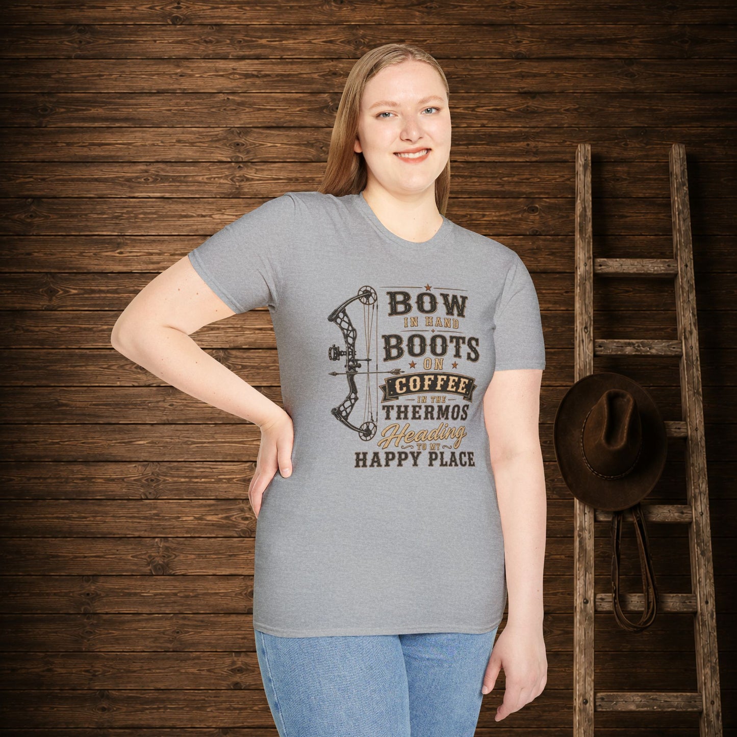 Bow Boots Coffee  Adult Size T-Shirt