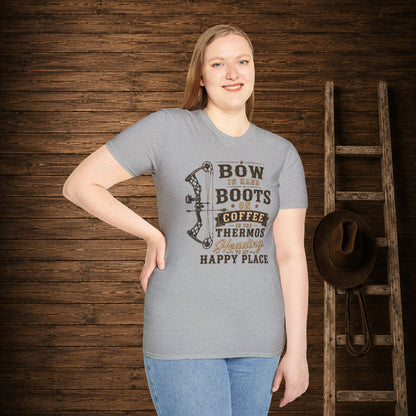 Bow Boots Coffee  Adult Size T-Shirt