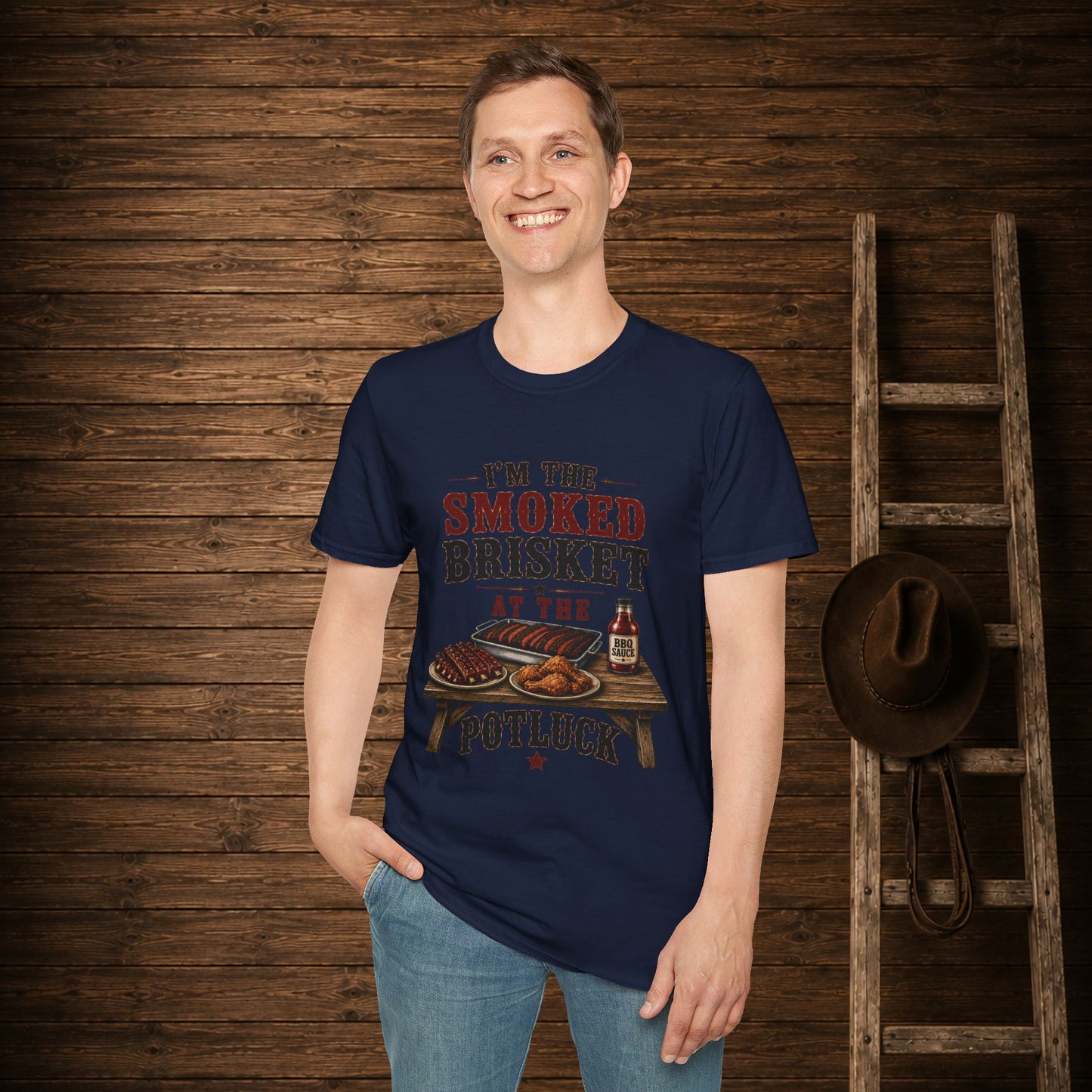 Smoked Brisket Potluck  Adult T-Shirt