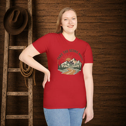 Take The Scenic Route  Adult Size T-Shirt
