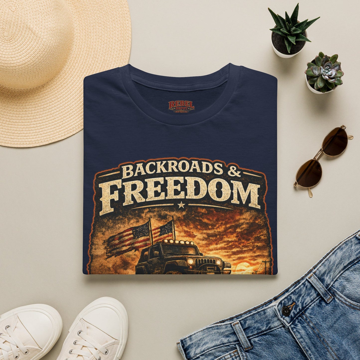 Backroads & Freedom  Adult Size T-Shirt
