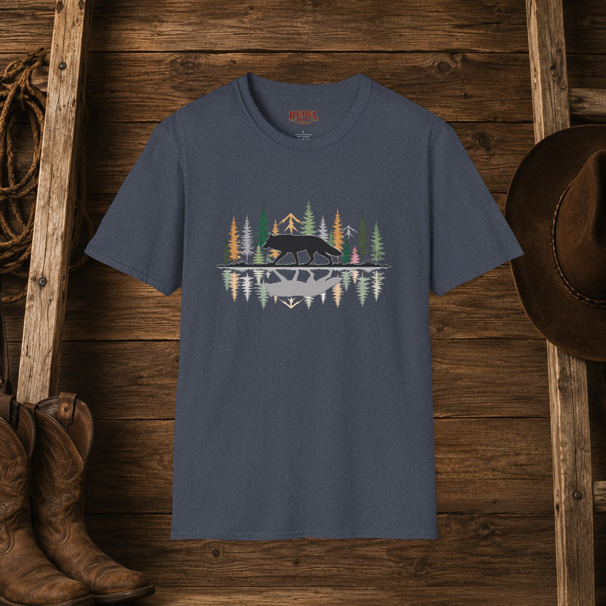 Morning Reflection Wolf   Adult Size T-Shirt