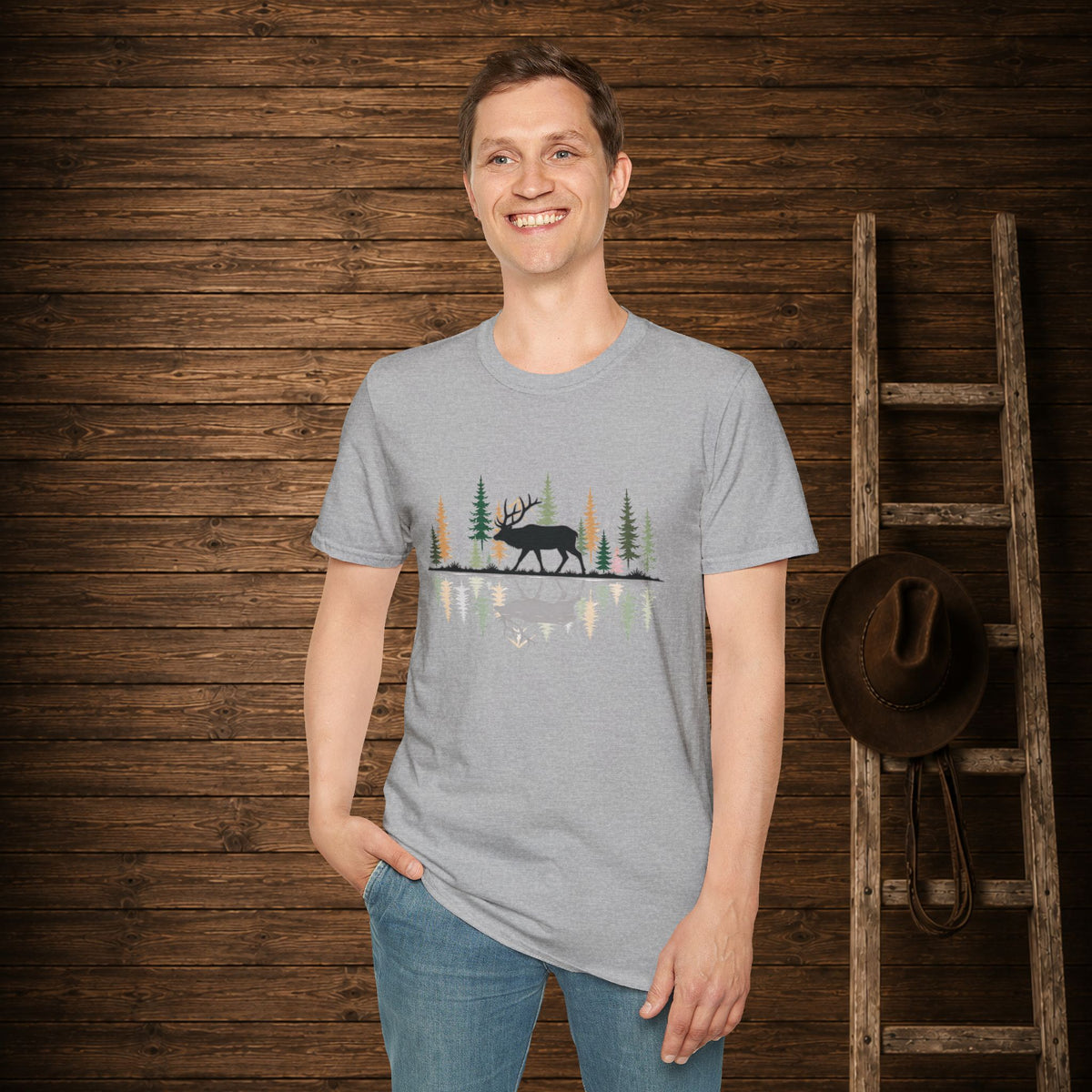 Morning Reflection Elk   Adult Size T-Shirt