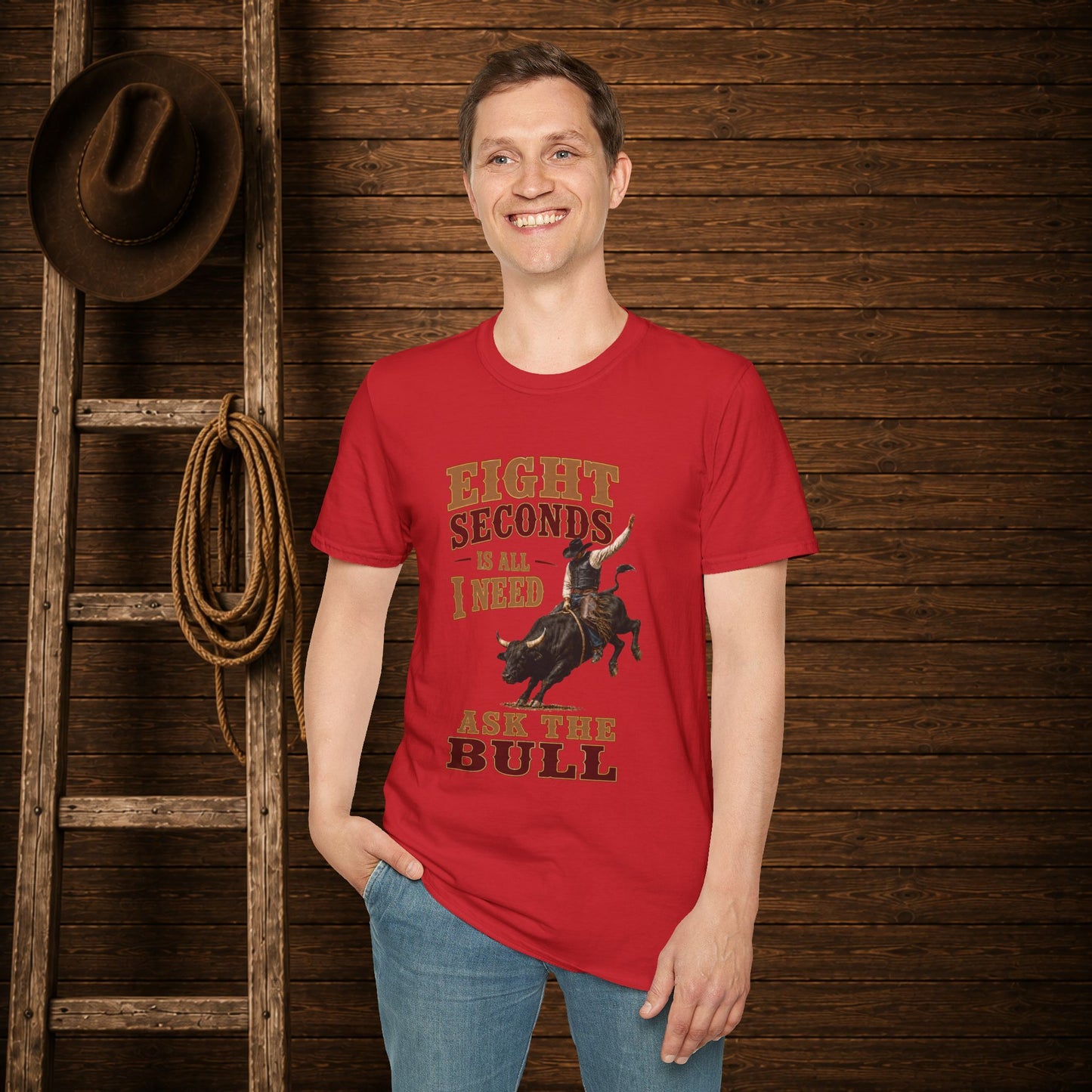 8 Seconds Bullrider  Adult T-Shirt