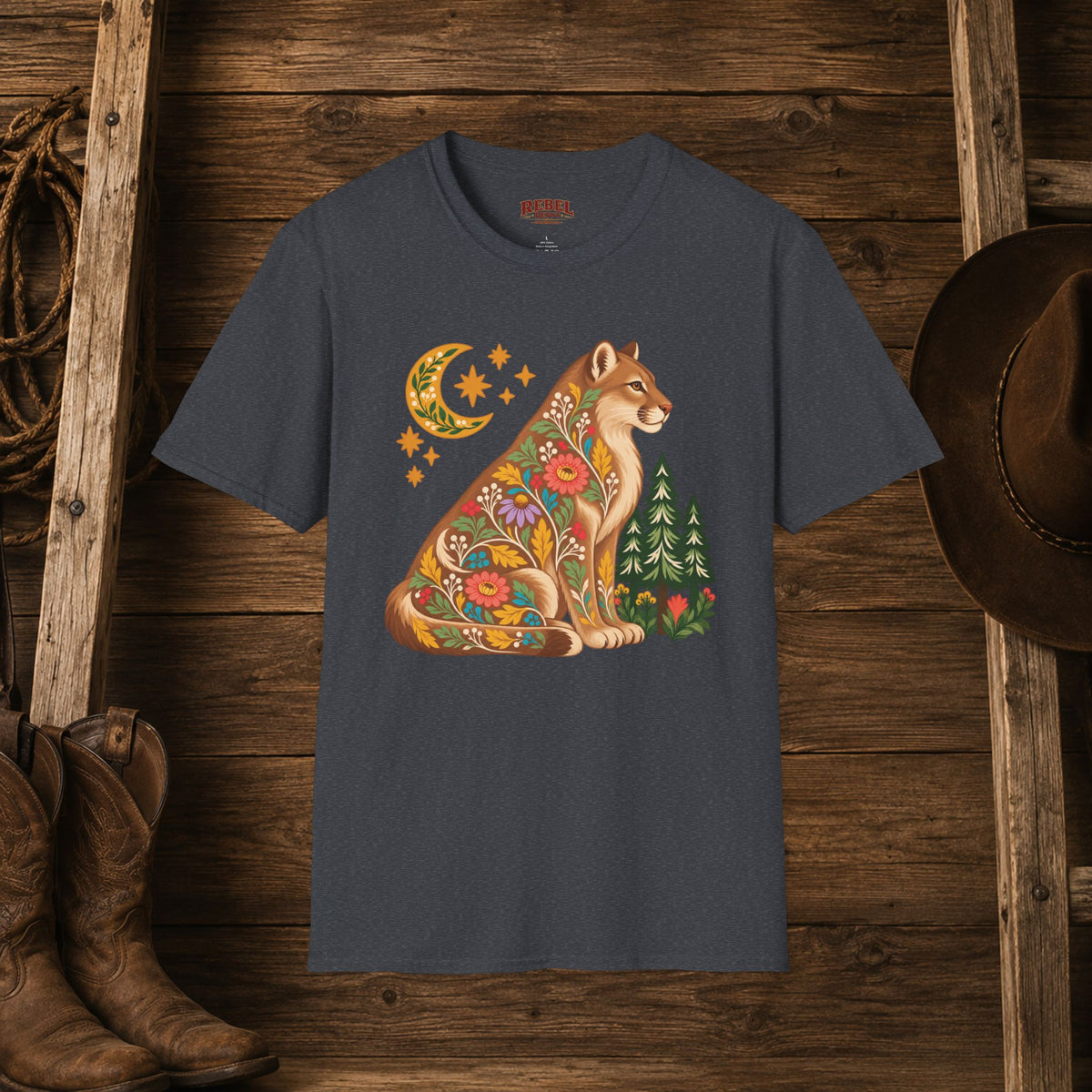 Fall Bloom Cougar   Adult Size T-Shirt