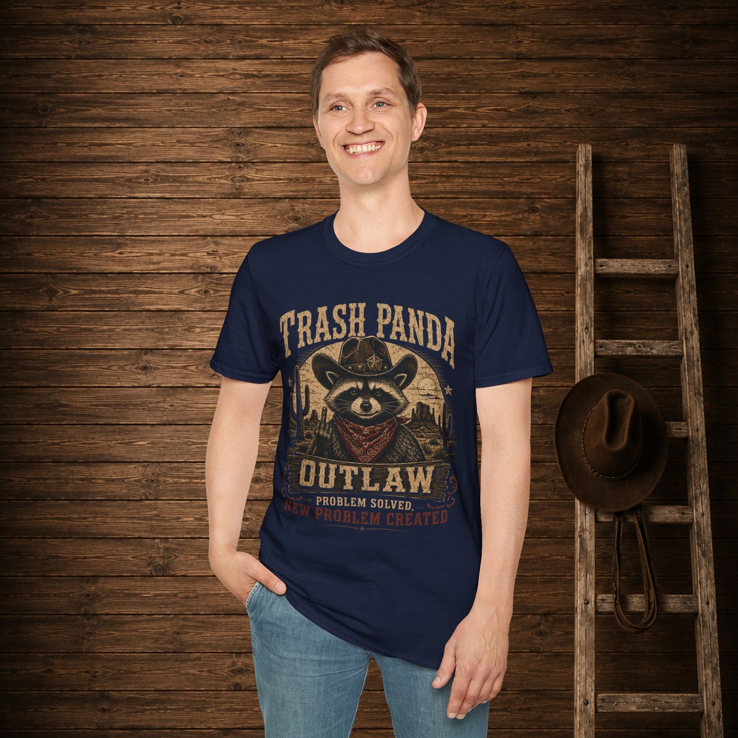 Trash Panda Outlaw (Offensive) Cowboy  Adult T-Shirt
