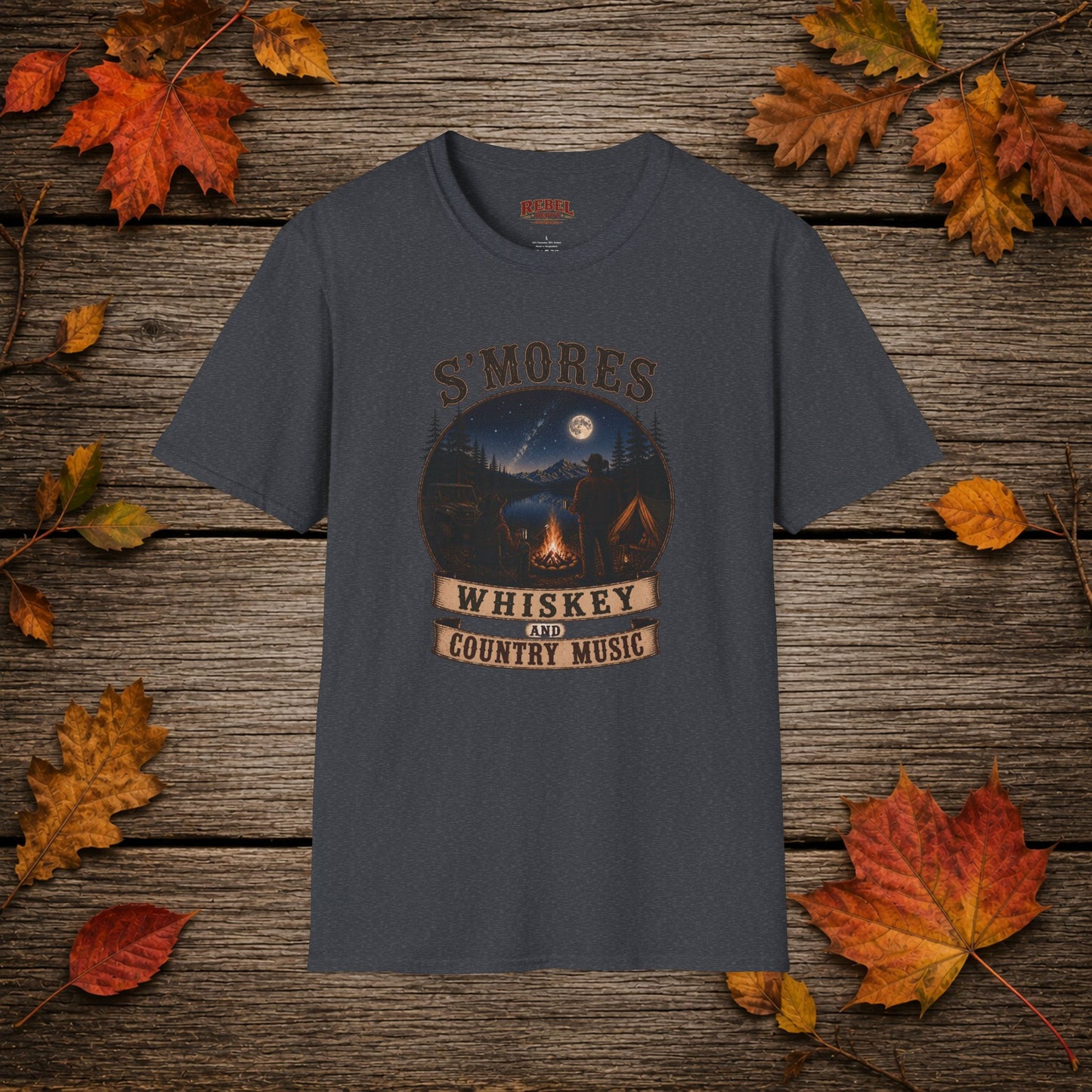 Smores Whiskey and Music   Adult Size T-Shirt