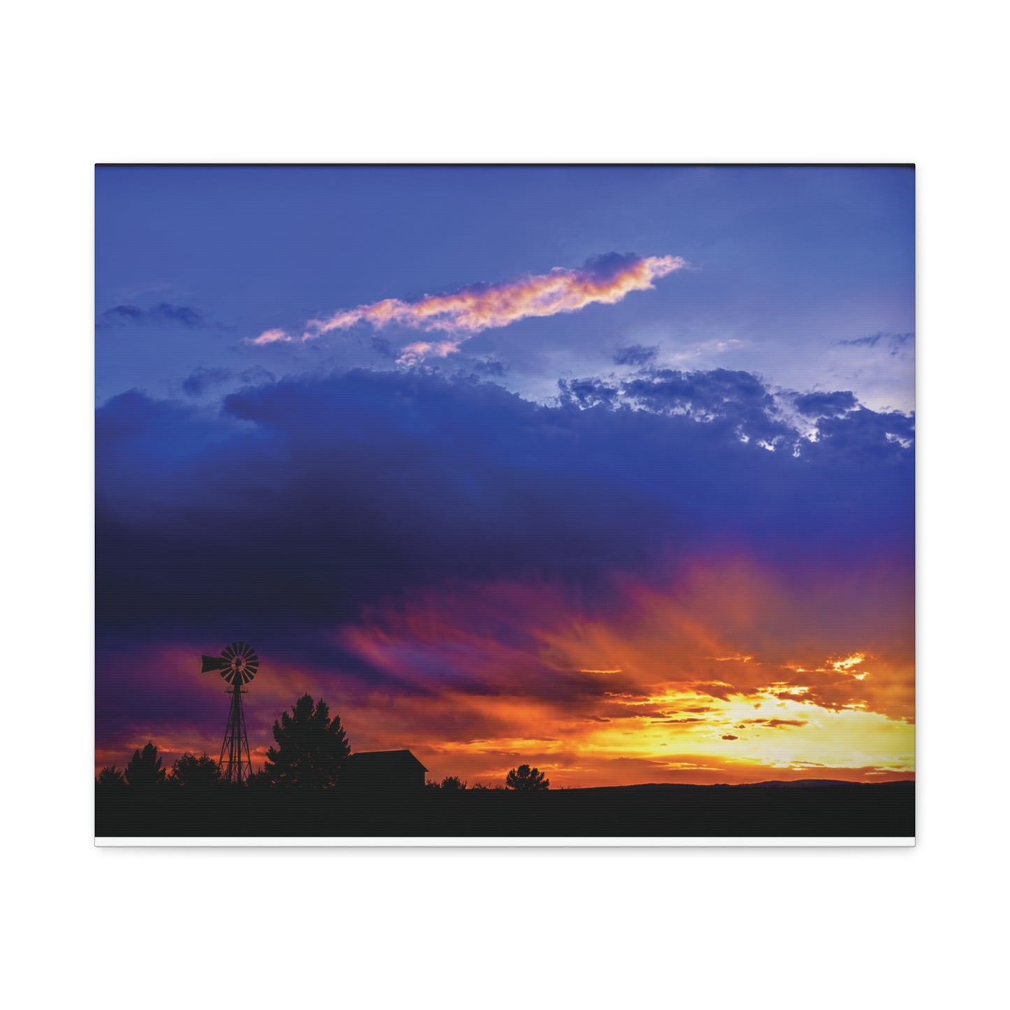 Windmill Sunset Matte Canvas Art