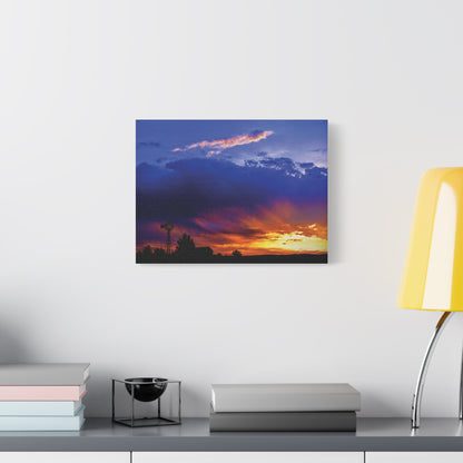 Windmill Sunset Matte Canvas Art