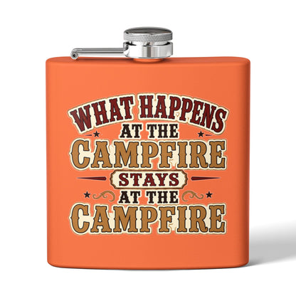 Happens At Campfire  Stainless Steel Flask, 6oz