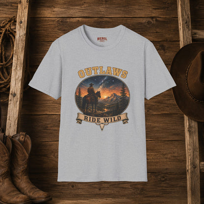 Outlaws Ride Wild   Adult Size T-Shirt