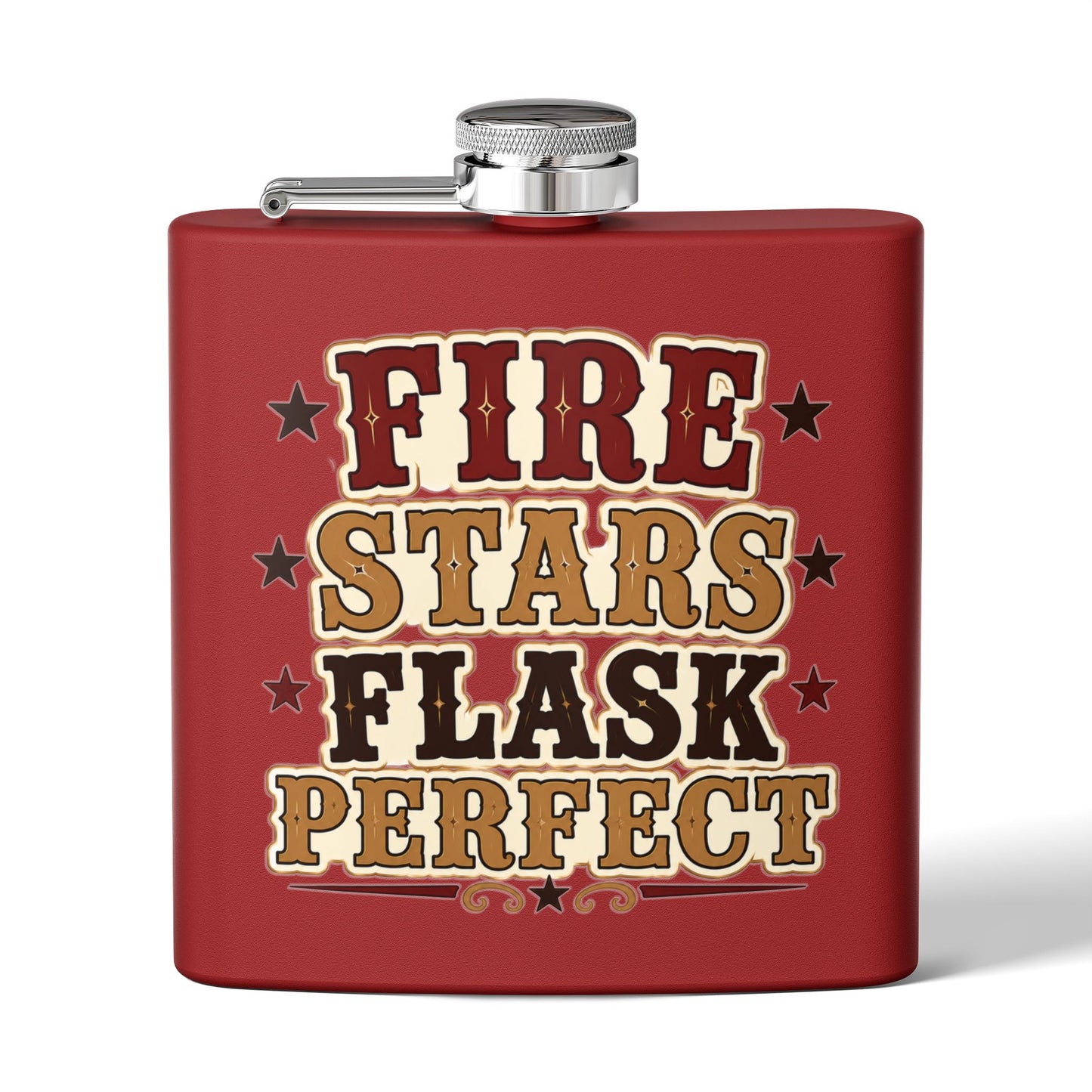 Fire Stars Flask   Stainless Steel Flask, 6oz