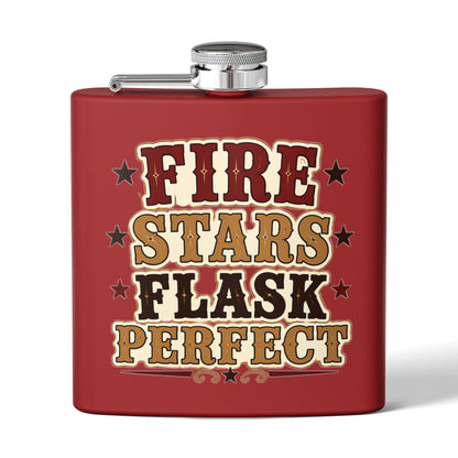 Fire Stars Flask   Stainless Steel Flask, 6oz