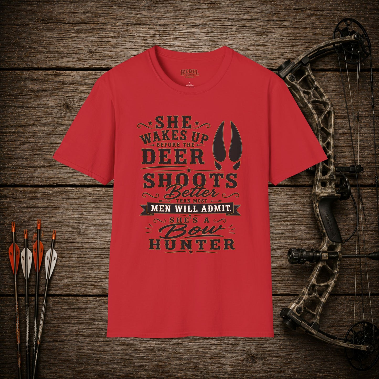 She's A Bow Hunter  Adult Size T-Shirt