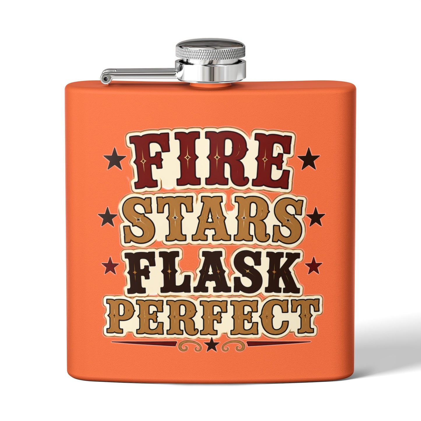 Fire Stars Flask   Stainless Steel Flask, 6oz