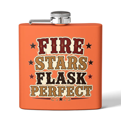 Fire Stars Flask   Stainless Steel Flask, 6oz