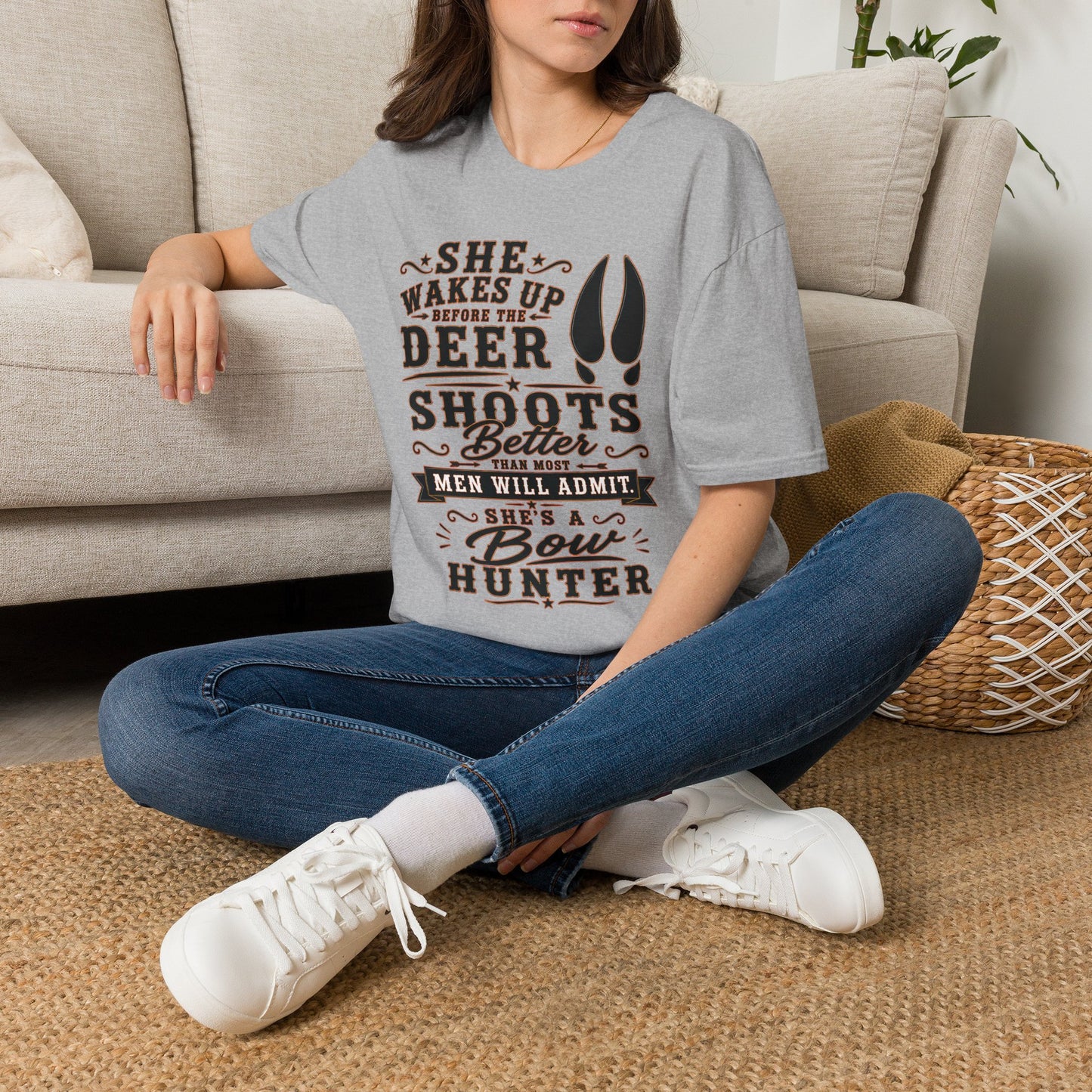 She's A Bow Hunter  Adult Size T-Shirt