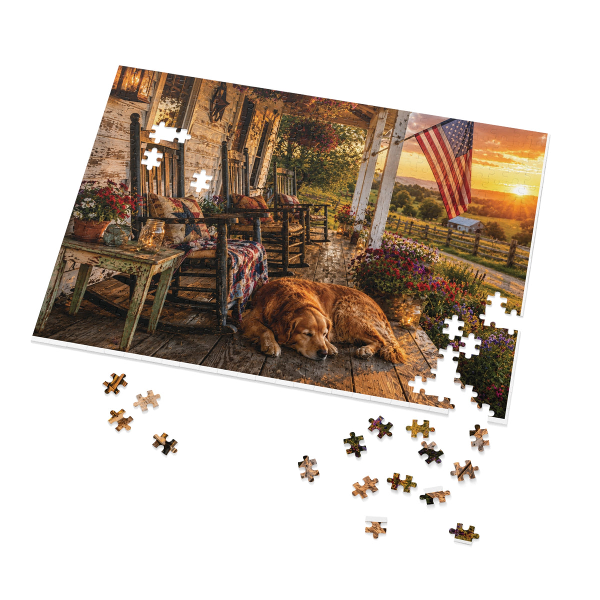 Country Porch  Jigsaw Puzzle with Tin