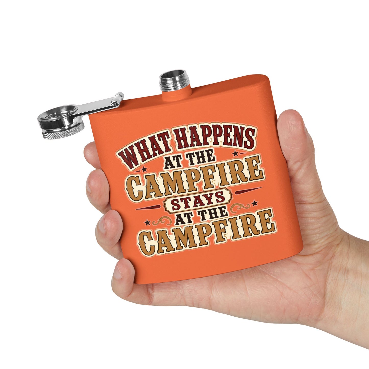 Happens At Campfire  Stainless Steel Flask, 6oz