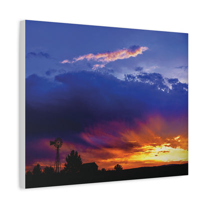Windmill Sunset Matte Canvas Art