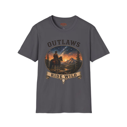 Outlaws Ride Wild   Adult Size T-Shirt
