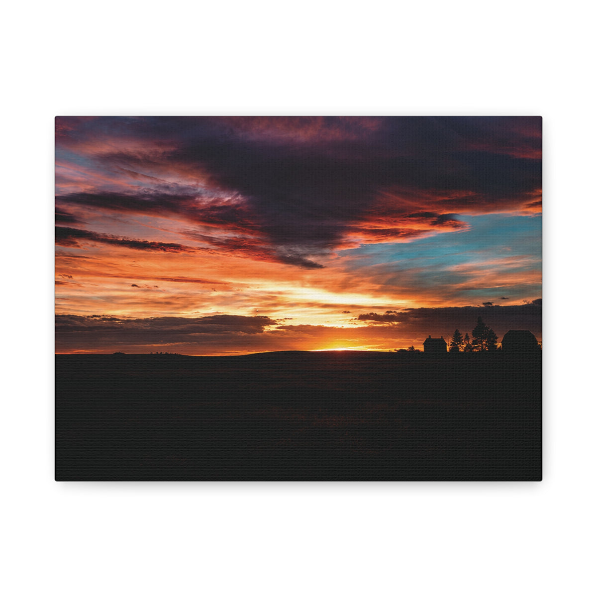 Country Homestead Sunset  Matte Canvas Art