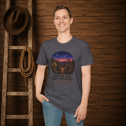 Fresh Air And Whiskey  Adult T-Shirt