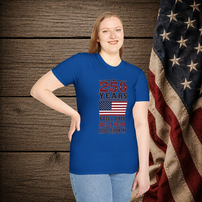 250 Years Free  Adult Size T-Shirt