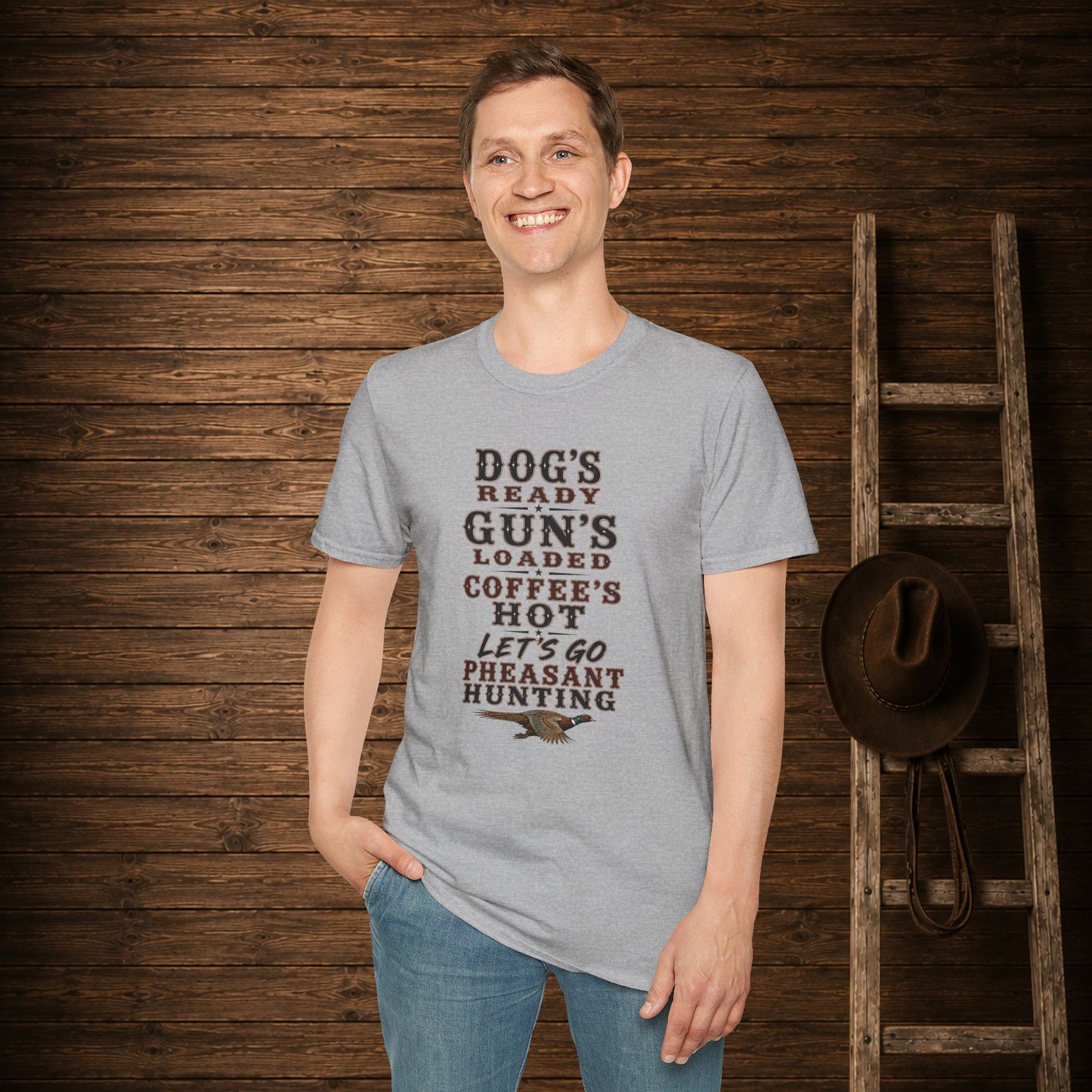Dog Gun Pheasant  Adult Size T-Shirt