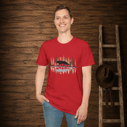 Morning Reflection Wolf   Adult Size T-Shirt