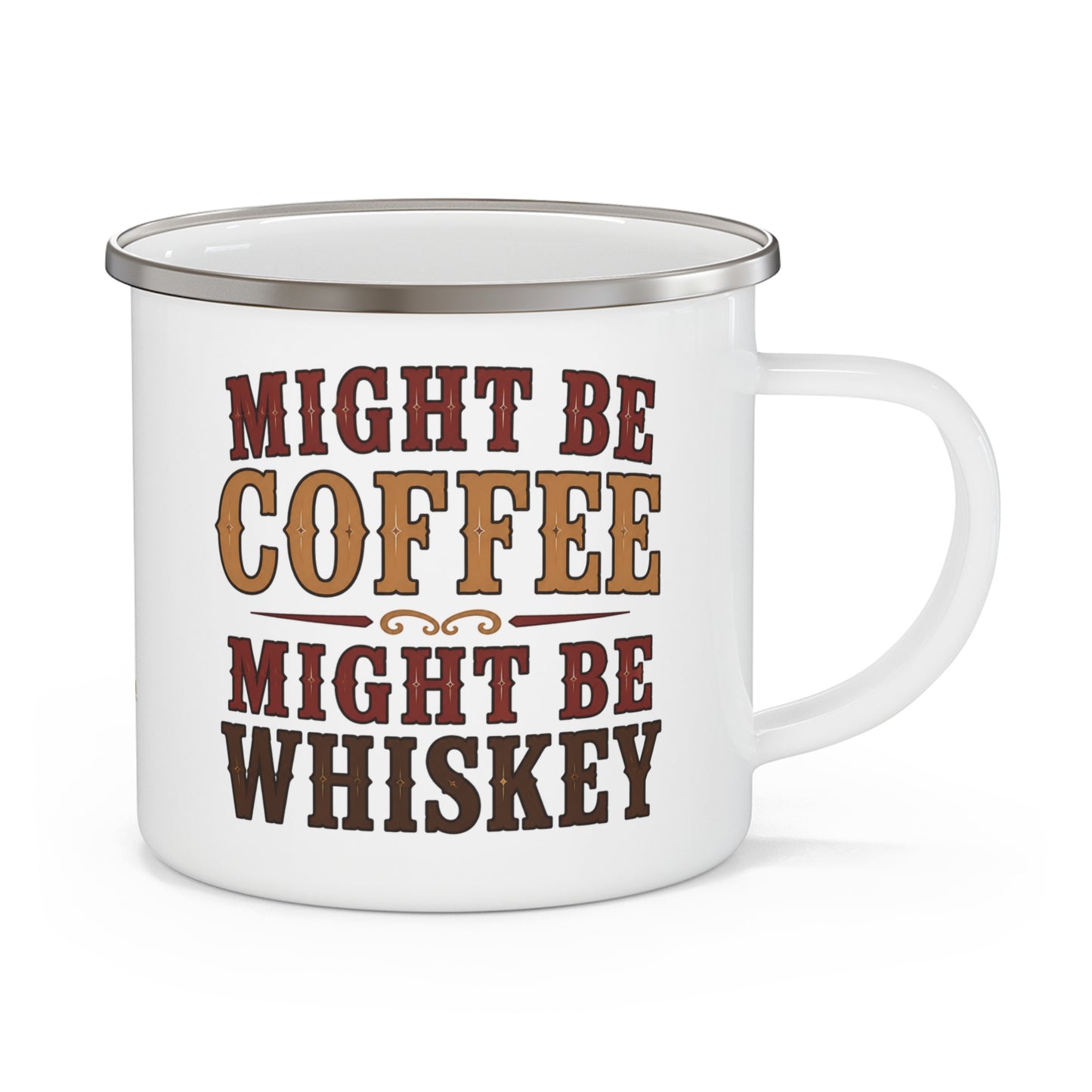 Coffee or Whiskey  Enamel Camping Mug