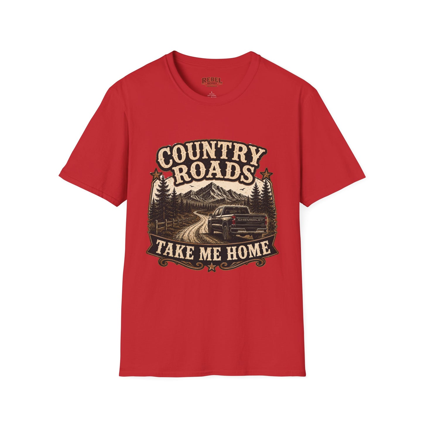 Country Roads Chevy   Adult Size T-Shirt
