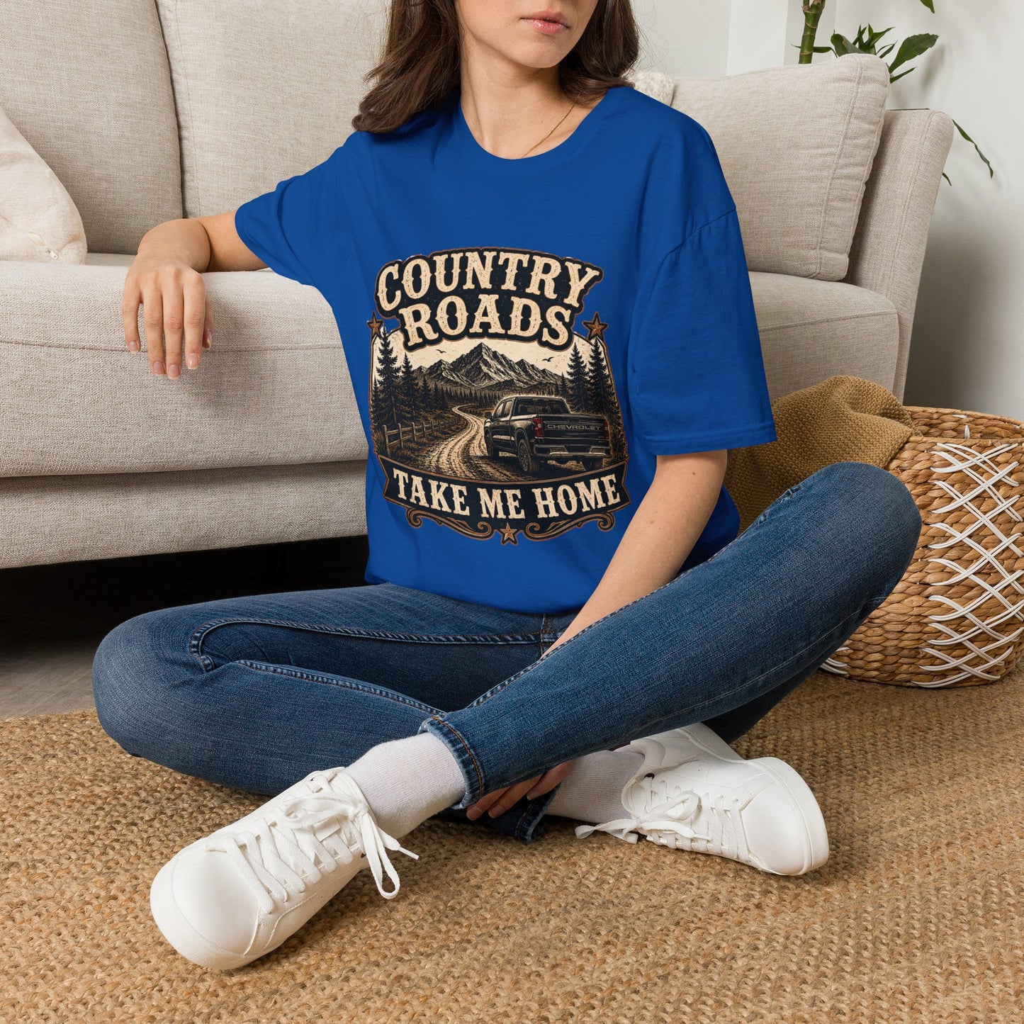 Country Roads Chevy   Adult Size T-Shirt