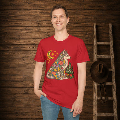 Fall Bloom Wolf  Adult Size T-Shirt