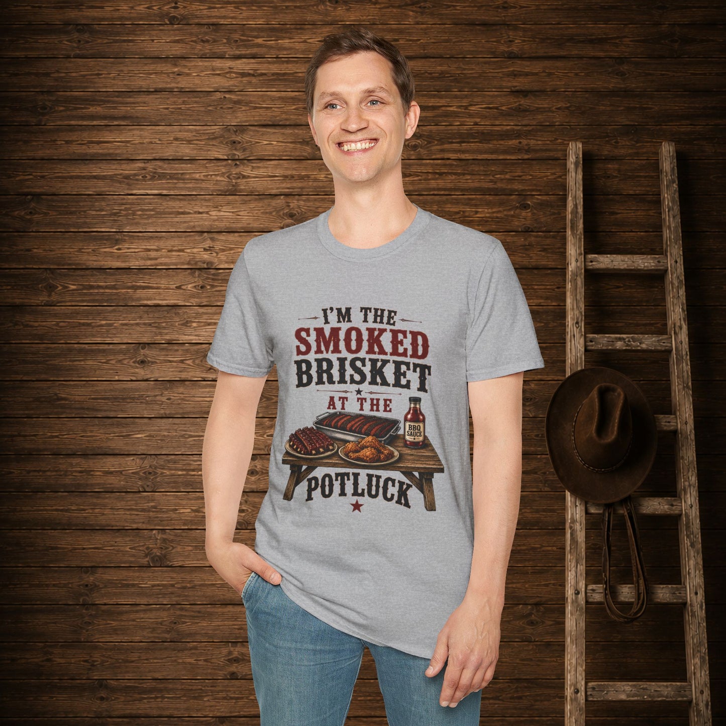 Smoked Brisket Potluck  Adult T-Shirt