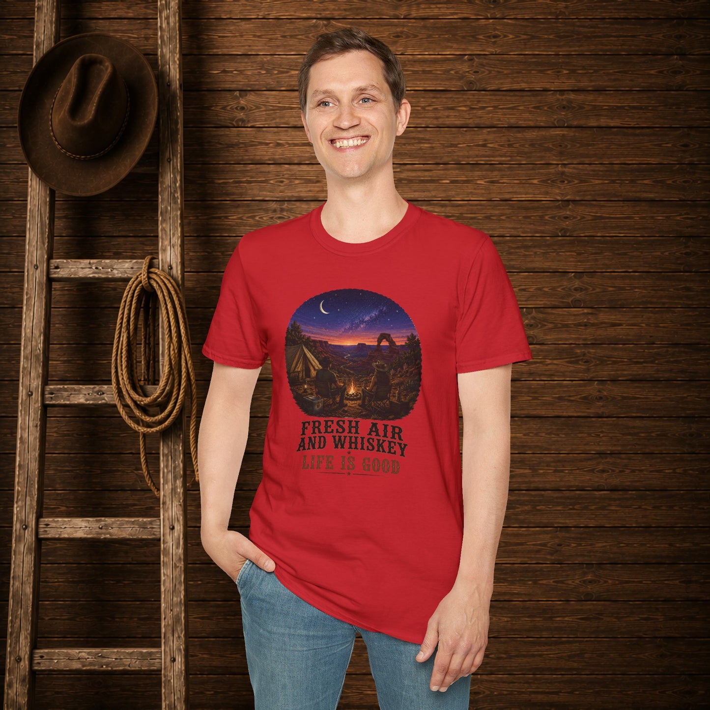 Fresh Air And Whiskey  Adult T-Shirt