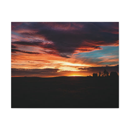 Country Homestead Sunset  Matte Canvas Art