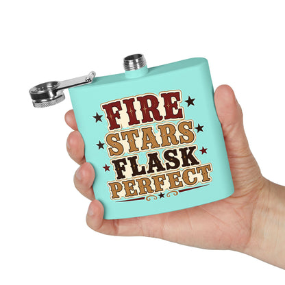 Fire Stars Flask   Stainless Steel Flask, 6oz