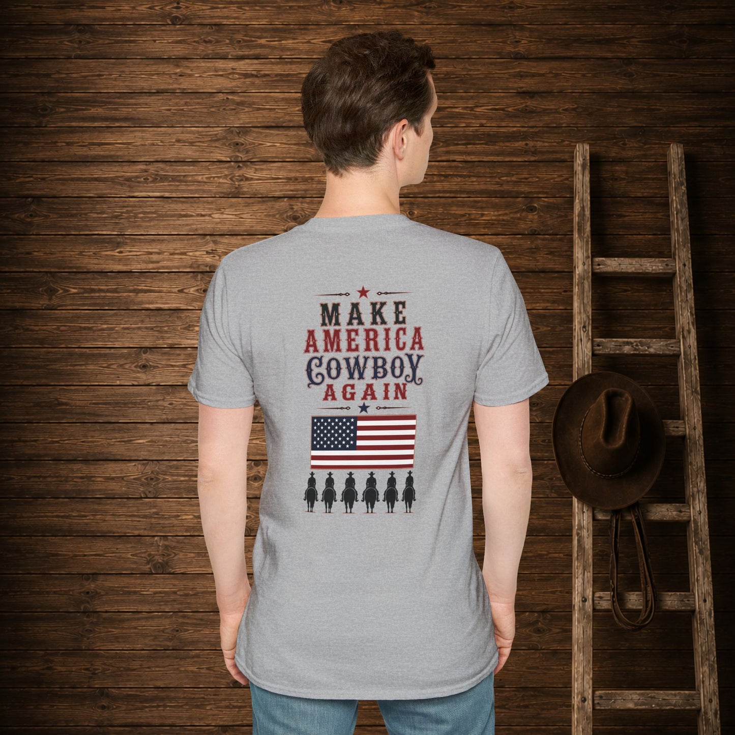 Make America Cowboy Again (Back)  Adult T-Shirt