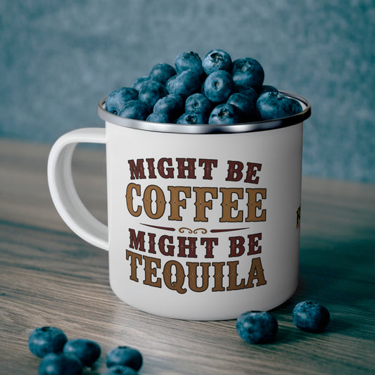 Coffee or Tequila  Enamel Camping Mug