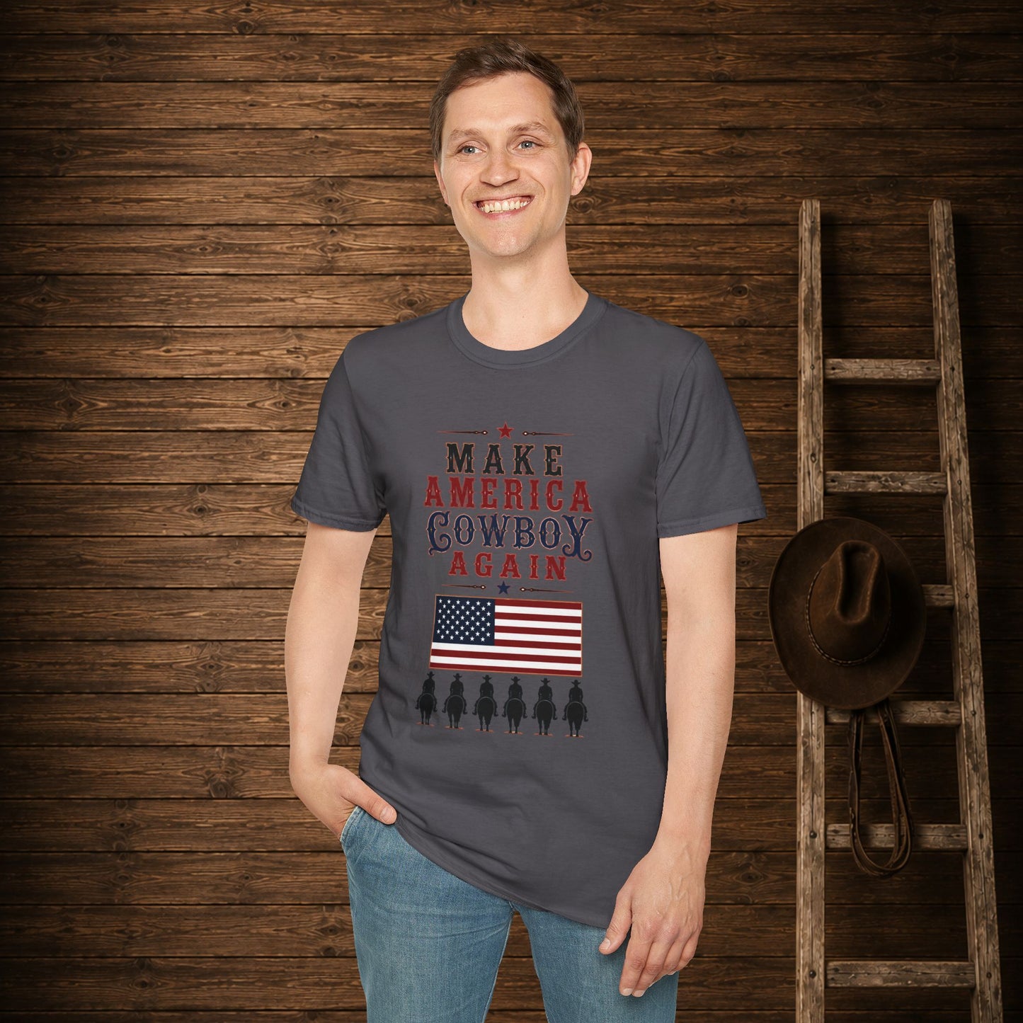Make America Cowboy Again (Front)  Adult T-Shirt